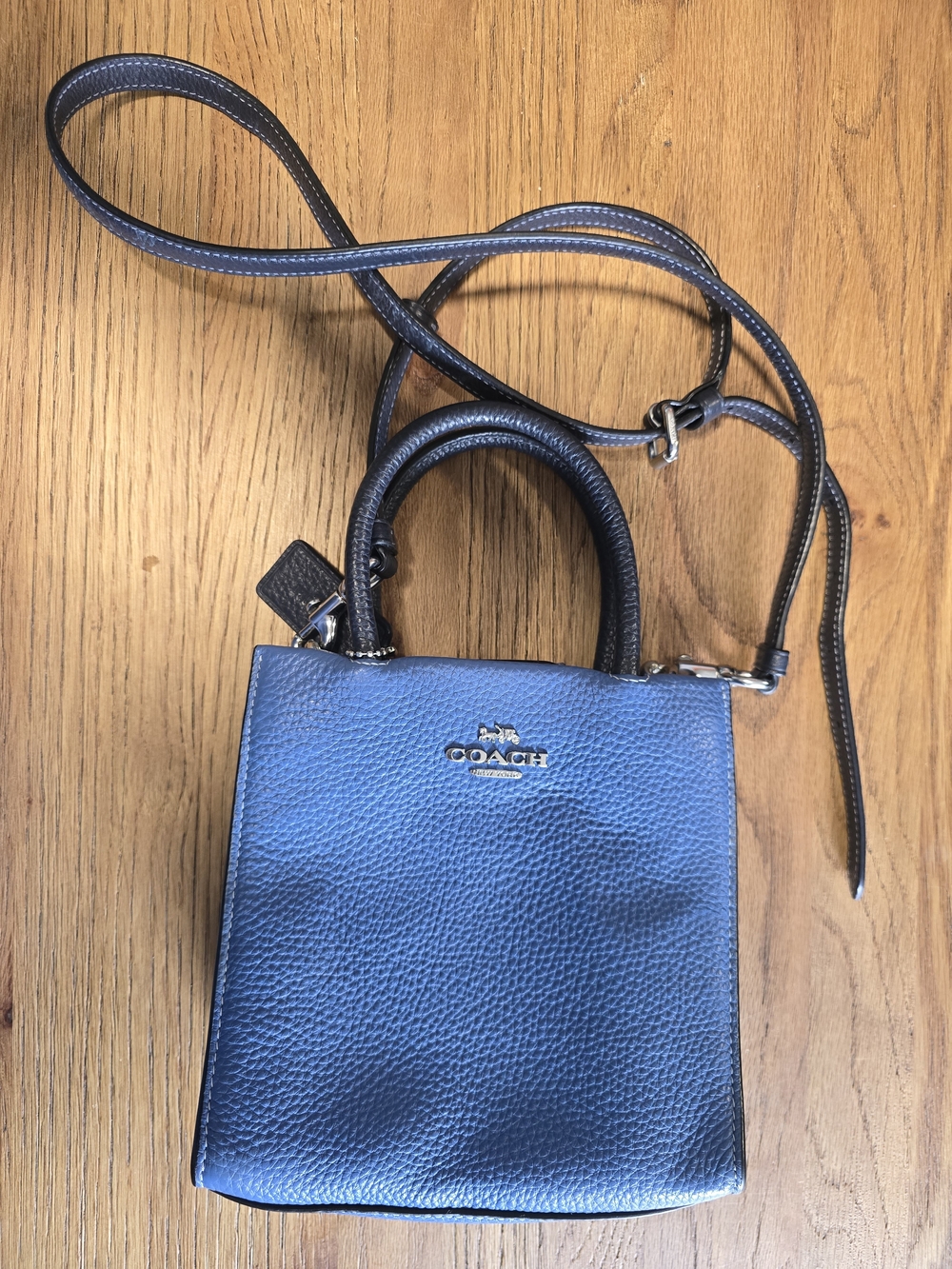 Coach CE598 Mini Cally Crossbody In Silver/Sky Blue Multi
